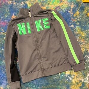 Nike Grey Jacket with Neon Green and Black Accents